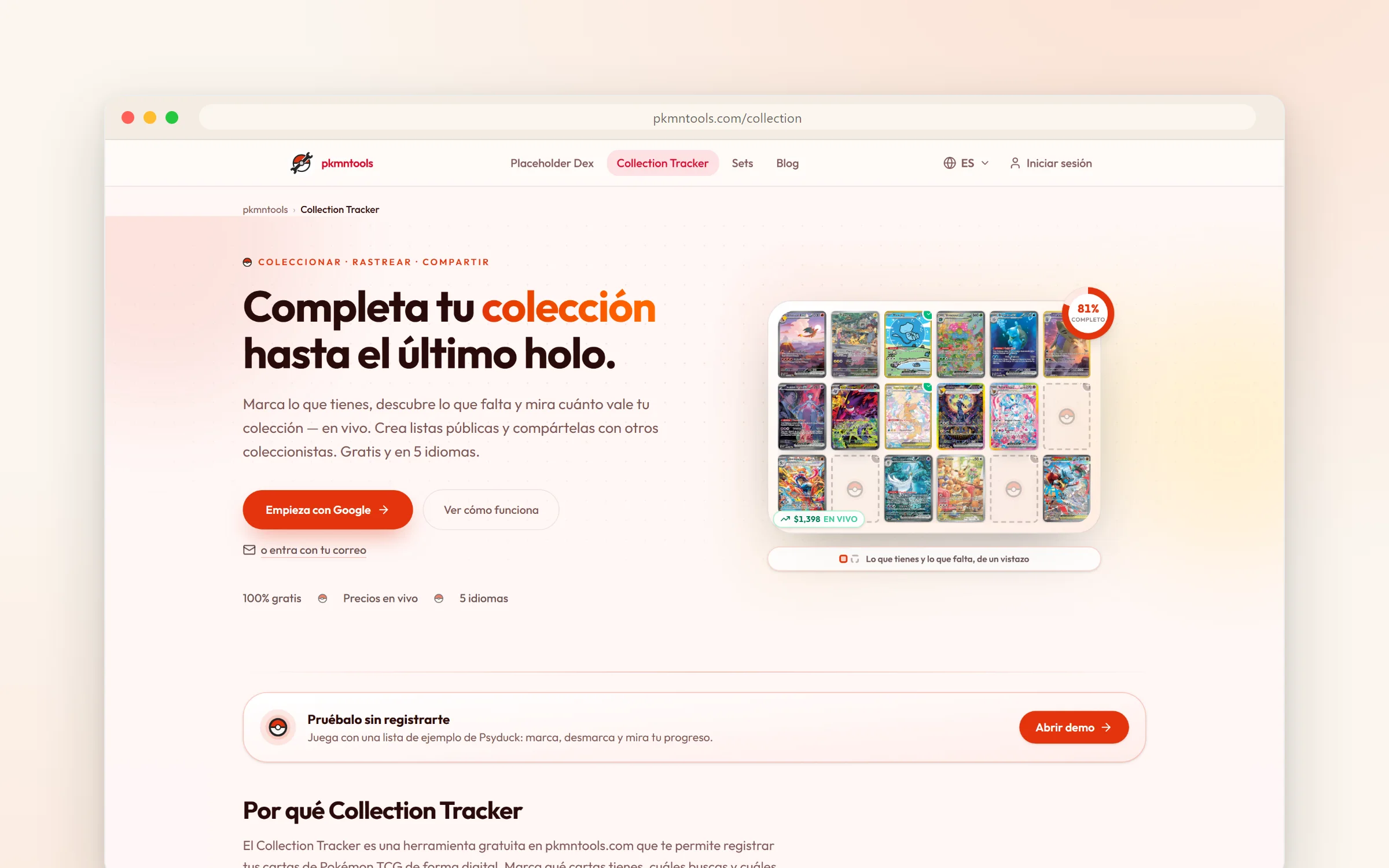 El Collection Tracker: marca tus cartas y mira el valor de tu colección en vivo